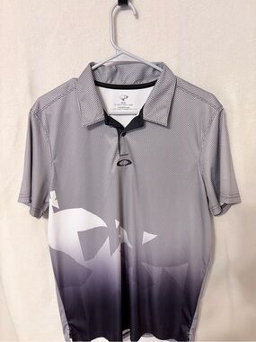 Oakley Gray and Black Geometric Gradient Polo Shirt